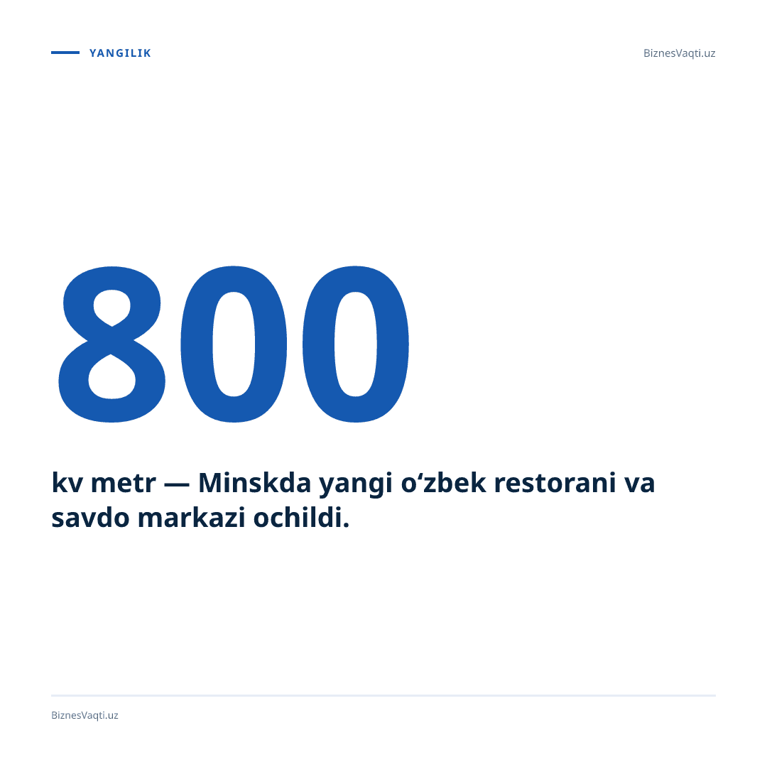 800 kv metr — Minskda yangi o‘zbek restorani va savdo markazi ochildi.